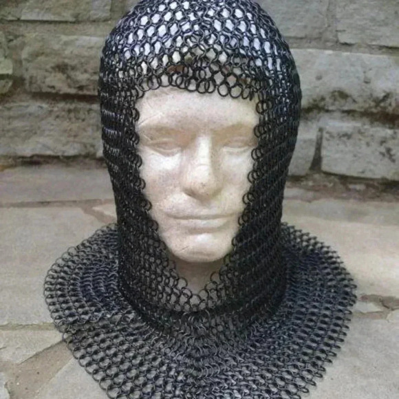 NEW Medieval Knights Butted Chain mail STEEL MAIL COIF Head Armor Helmet Liner - Picture 1 of 4